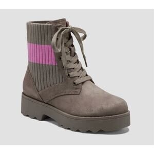 Aerosoles Sirie Kids Chelsea Ankle Fashion Boots Taupe Girls Size 1 Knit Pink